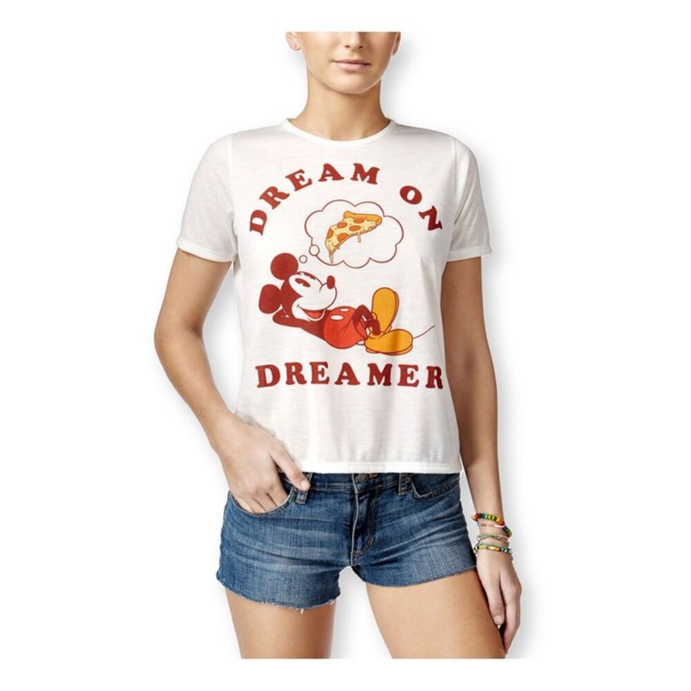 Mighty Fine Womens Juniors Mickey Mouse Dreamer Graphic T-Shirt, NWT